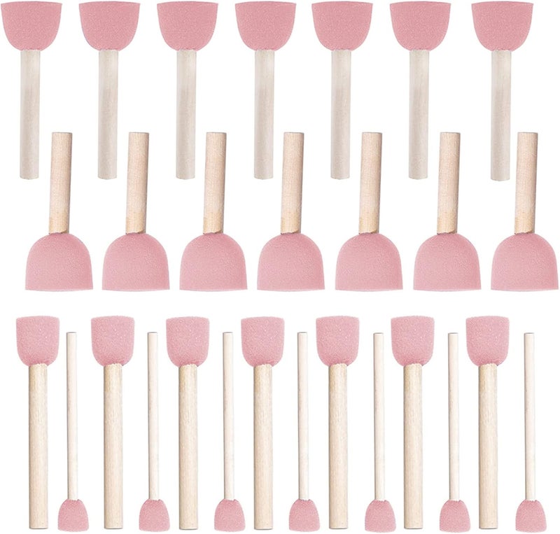 WAFJAMF 28 Pcs Assorted Size Round Sponges Brush Set, 4 Size DIY Paint Tools for Kids – Pink - Image 1